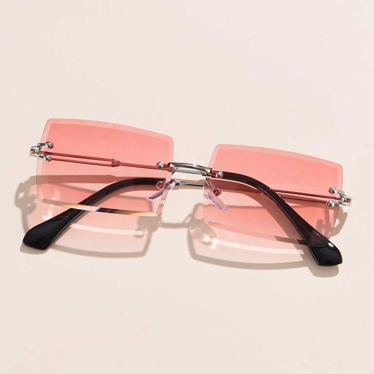 Retro Rectangle Sunglasses for , Stylish Glasses Rimless  display picture 2