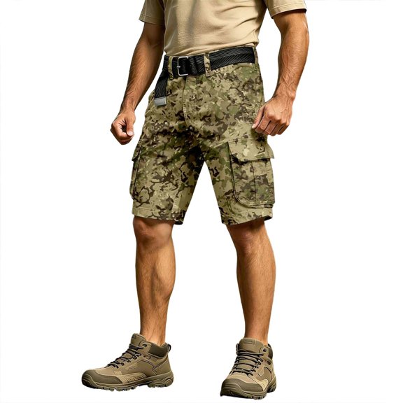 XDZJLR Mens Cargo Shorts Camo Summer Print Casual Shorts With Pockets Lightweight Casual Wear Outdoor Hiking Camping Men Shorts