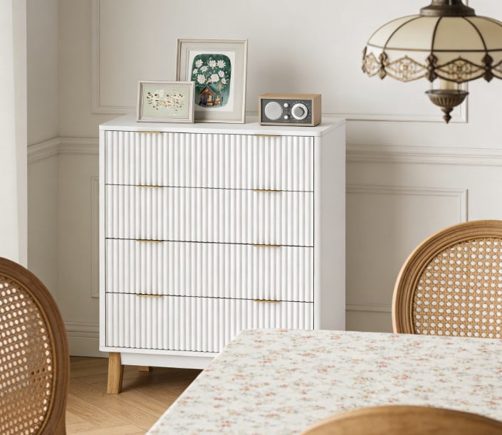 Contemporary Style Closet Dresser,4 Drawer Double Dresser for Your Home