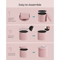 thumbnail image 5 of SONGMICS Mazie Collection - Round Storage Ottoman, Folding Footrest Stool with Removable Lid, Easy Assembly, Teddy Fleece Vanity Stool for Bedroom, Living Room, Entryway, Jelly Pink, 5 of 6