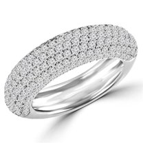 MDR140063-6.5 1.5 CTW Pave Set Round Diamond Anniversary Wedding Band Ring in 14K White Gold - Size 6.5