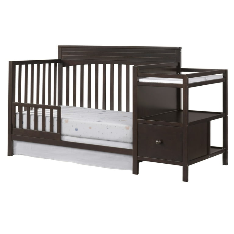 Oxford Baby Harper 4 in 1 Convertible Crib Changing Station Espresso Brown Wooden Crib Walmart