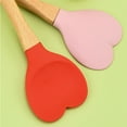thumbnail image 3 of 3 Pcs Silicone Spoon with Heart-shaped Wooden Handle, Non-stick Kitchen Cooking Tools for Baking,Cooking,Mixing,Scraping,and Stirring, 3 of 5