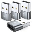 thumbnail image 1 of Adaptador JXMOX USB C hembra a USB macho, paquete de 4 unidades para iPhone, iPad, 1 of 6