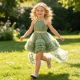 thumbnail image 7 of ATOGUTA Elegant Dresses for Girls Green Sleeveless Tulle Formal Wedding Pageant Party Fancy Princess Ball Gown Dresses 6M-4T, 7 of 7