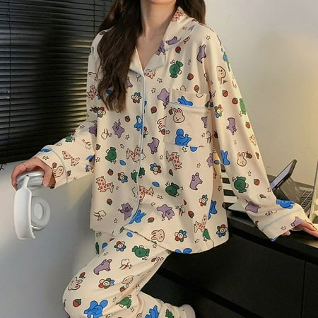 

Sanrios Pachacco Simplicity Pajamas Autumn Pure Cotton Leisure Long Sleeved Printing Sleepwear Cute Outdoors Household Clothes