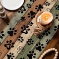 thumbnail image 3 of Sage Green Brown Table Runner - 48 Inch Long Farmhouse Dog Paw Vintage Cotton and Linen Blended Dress Scarves Farmhouse Table Runner for Kitchen Dining, Coffee Table, 13" x 48", 3 of 8