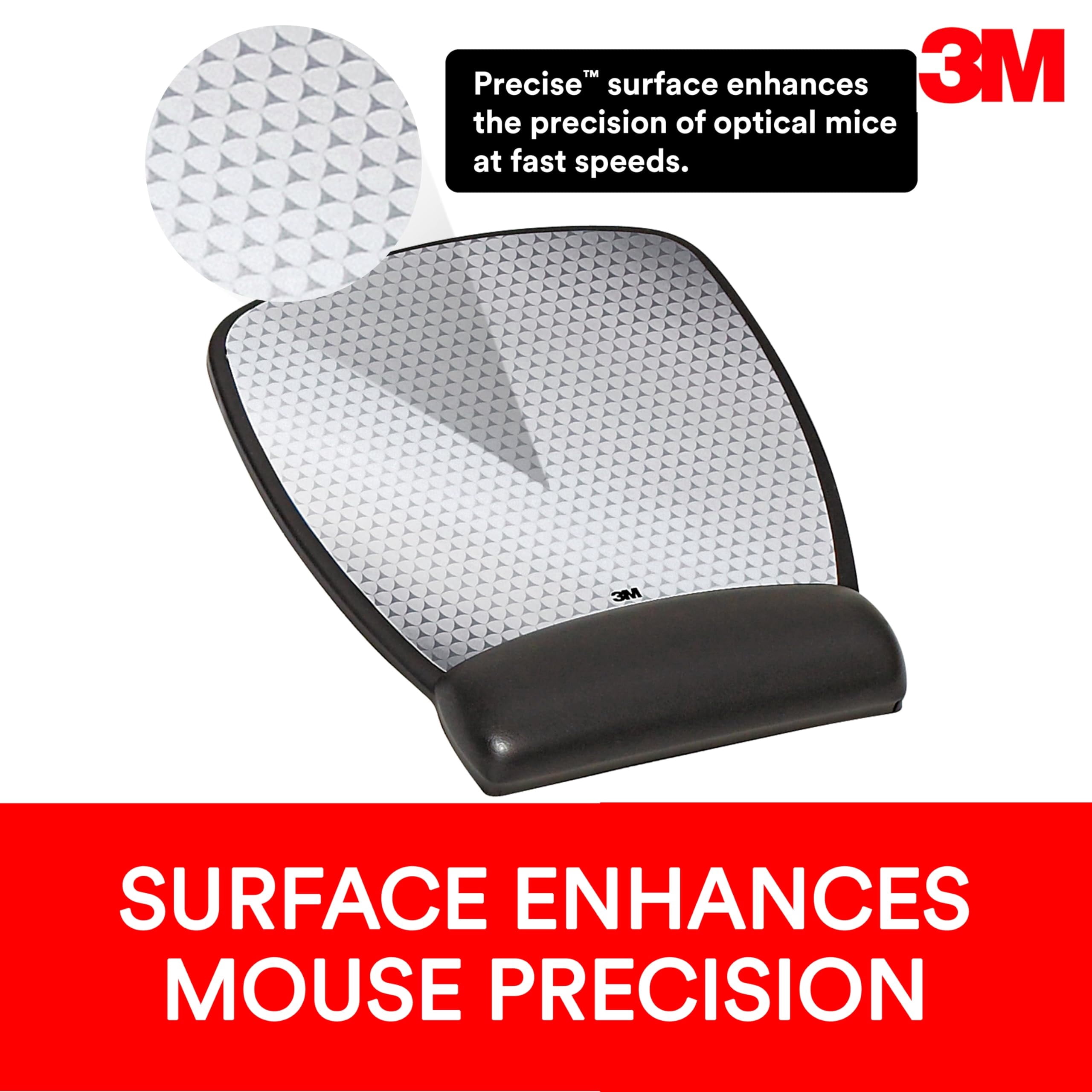 3M Antimicrobial Gel Compact Mouse Pad with Wrist Rest, 8.6 x 6.75, Black