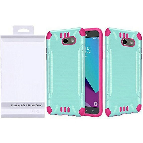GSA Slim Brushed Hybrid Case For Samsung Galaxy J3 (2017), J327, Teal, Hot Pink