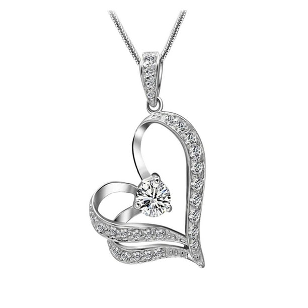Hollow Out Doble Zircon Corazón Collar Colgante Zircon Forever 520 Heartbeat Necklace