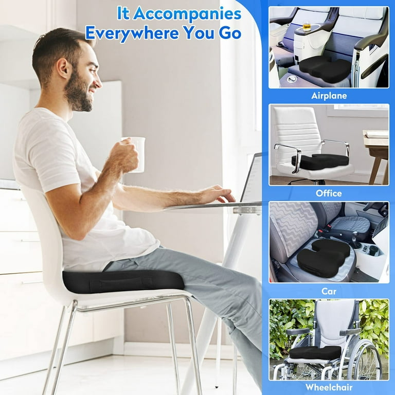 Annvchi Seat Cushion, Office Chair Cushions, Car Seat Cushion, Non-Slip  Sciatica & Back Coccyx Tailbone Pain Relief Chair Pad, Memory Foam Butt  Pillow