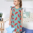 thumbnail image 4 of Balery Watermelon Camisón de princesa para niñas, pijama de algodón con mangas abullonadas, suave y bonito.-Small, 4 of 6