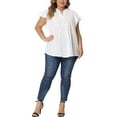 thumbnail image 2 of Agnes Orinda Women's Plus Size Peplum Babydoll Tie V Neck Ruffle Flowy Tunic Top 4X White, 2 of 6