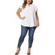 thumbnail image 2 of Agnes Orinda Blusa de Peplum para Mujeres Talla Grande con Cuello en V y Volantes, Túnica Fluida 4X Blanca, 2 of 6