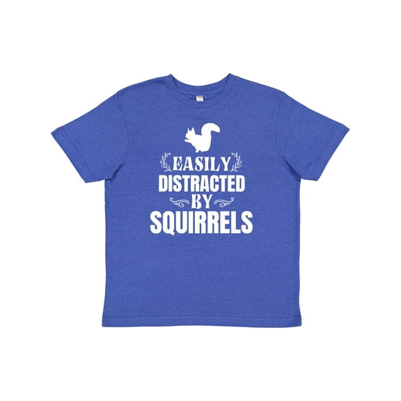 Inktastic Easily Distracted by Squirrels Youth T-Shirt