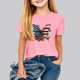 thumbnail image 2 of Jinhomg Boys Girls Cute Graphic Tees Novelty American Flag Crew Neck Shirts Loose Fit Comfy Short Sleeve Patriotic Tops Pink 110, 2 of 8