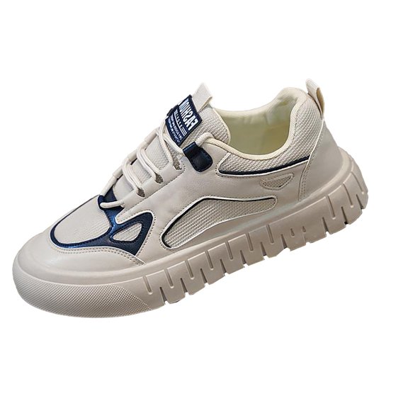 NOKIO Men's Fashion Sneakers Comfortable Breathable Casual Shoes 𝖫a𝖼e Up Platform Walking Shoes Outdoor Round Toe Sport Shoes Soft Sole Running Shoes for Back to College