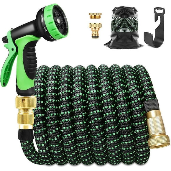 15m Expandable Garden Hose, Garden Hose with Holder and 10 Function Spray Gun Retractable Garden Hose Fittings, Garden Irrigation and Cleaning (50ft,