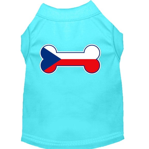 Bone Shaped Czech Republic Flag Screen Print Shirts Aqua XL (16)