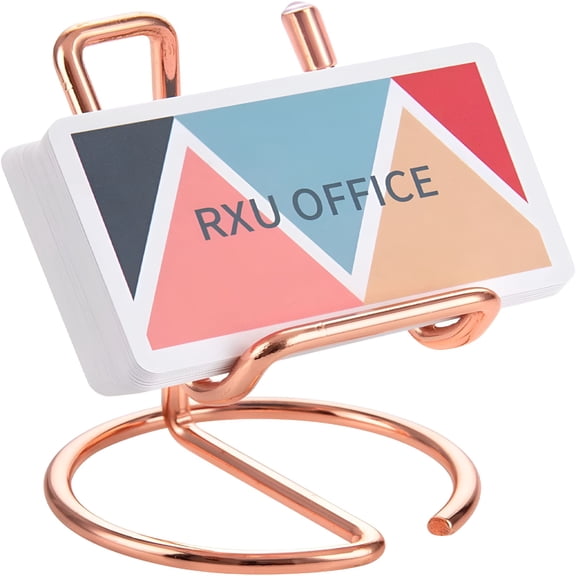 LAMIRO Business Card Holder for Desk,Cute Metal Rose Gold Desktop Business Card Holder Display for Men & Women