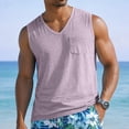 thumbnail image 2 of Men's V-Neck Sleeveless Quick-Dry Sports T-Shirt, Muscle Cotton Shirts, Summer Athletic Casual Basic Tees with Pocket, S, 2 of 8