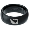 thumbnail image 2 of Tungsten Washington The Evergreen State Heart Band Ring 8mm Men Women Comfort Fit Black Dome Polished, 2 of 4