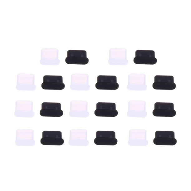 10 pares de tapones protectores antipolvo USB tipo C hembra y macho (negros)