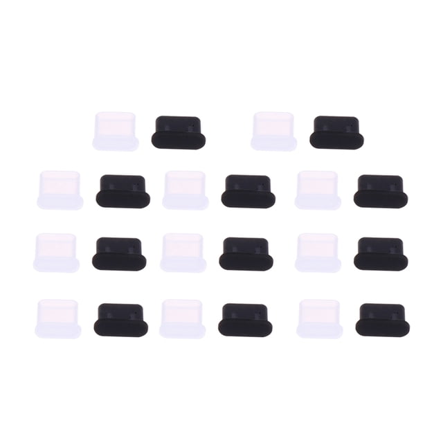 10 pares de tapones protectores antipolvo USB tipo C hembra y macho (negros)