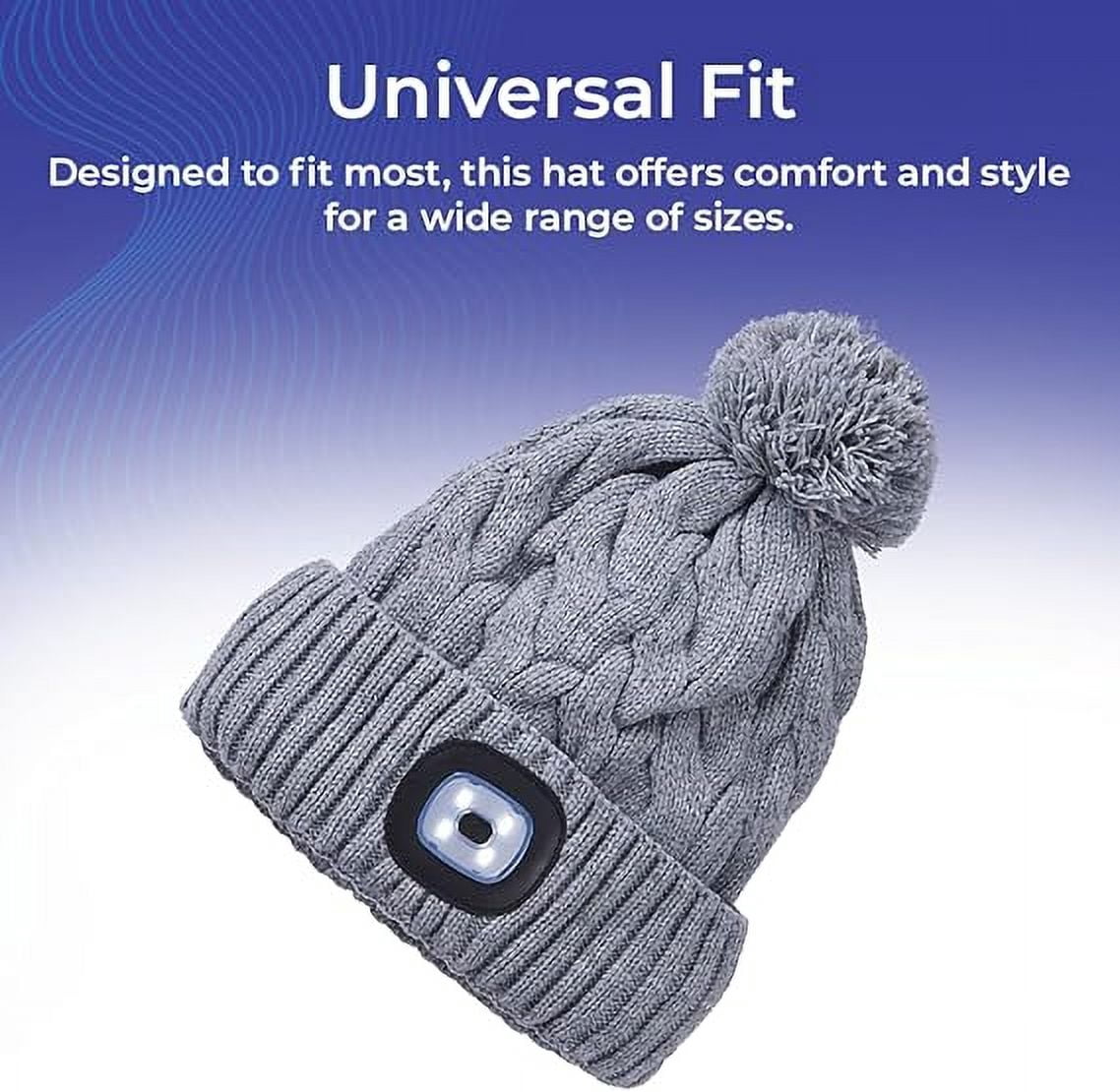 SAGEFINDS Unisex Beanie with Light, Pom-Pom Knit Hat with LED, USB Rechargeable Headlamp Cap for Men and Women