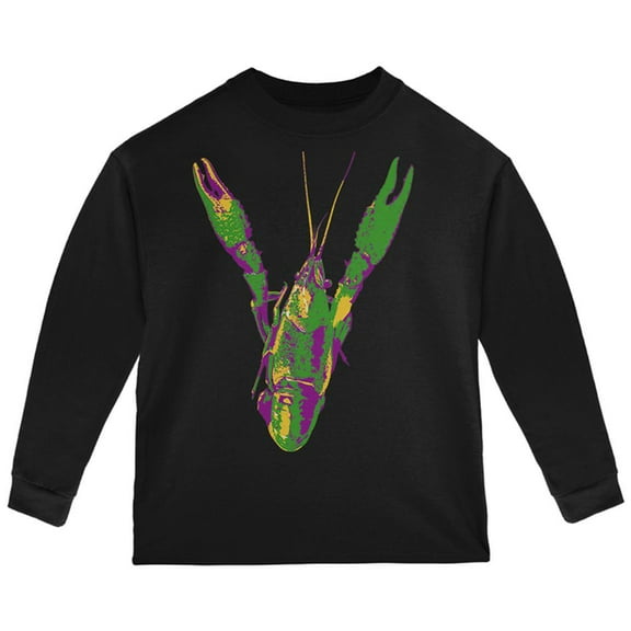 Mardi Gras Crawfish Toddler Long Sleeve T Shirt Black 3T