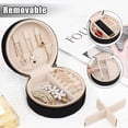 thumbnail image 2 of Mini joyero de viaje de terciopelo, joyero de viaje para niñas y mujeres, pequeño organizador de joyas para anillos, aretes, collares, 2 of 5