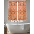 thumbnail image 6 of Boho Orange Semi Sheer Window Curtains 72 Inches Long, Country Style Bohemian Floral Retro Tribal Rod Pocket Voile Silky Chiffon Curtain Light Filtering Drapes for Living Room, 52"x72", 2 Panels, 6 of 9