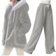 thumbnail image 2 of HongQid Womens 2 Piece Sweatsuit Set Sherpa Winter Coats Fleece Zip Up Jackets Warm Plush Hooded Plus Size Winter Coats Oversized Fuzzy Jackets with Pants, 2 of 9