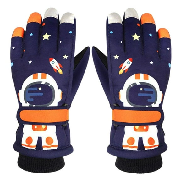ZHaobin Kids Boys Girls Ski Gloves Winter Waterproof Thermal Touch Screen Snow Glove (Navy M)