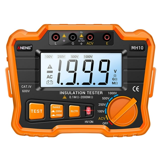 Speravity ANENG 1999mΩ 100V/250V/500V/1000V megóhmetro Digital aislamiento tierra resistencia medidor probador a prueba de humedad Medidores de medidas dimensionales