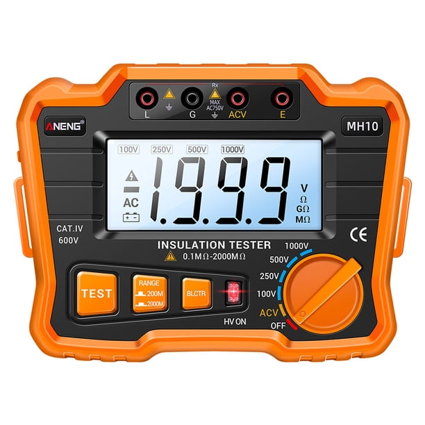 Speravity ANENG 1999mΩ 100V/250V/500V/1000V megóhmetro Digital aislamiento tierra resistencia medidor probador a prueba de humedad Medidores de medidas dimensionales