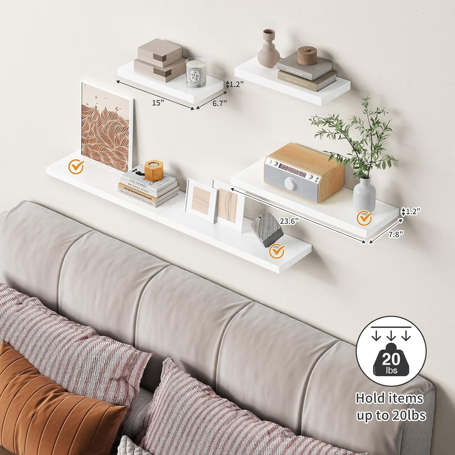 24 Inch Long Black Floating Shelves for Wall, Large Wall Shelves for Living Room Decor Bedroom Books, Invisible Wall Mounted Shelves for Bathroom Office Closet TV Shoes - Set of 3