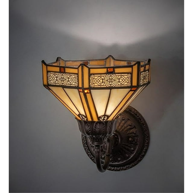Meyda Metal Stained Glass Wall Sconce One Light 8" Wide Peaches