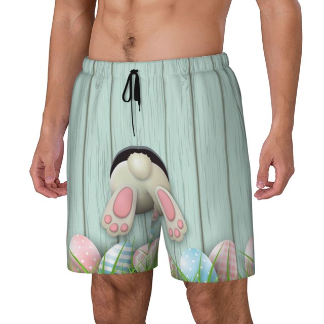 Balery White Bunny Bottom And Easter Eggs Bañador para hombre, shorts de playa de secado rápido con entrepierna y forro de compresión-XX-Large