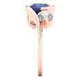 thumbnail image 3 of Three-Stone Engagement Ring for Women - 3.5ct Simulated Tanzanite in 18K Rose Gold Promise Ring, 3 of 6