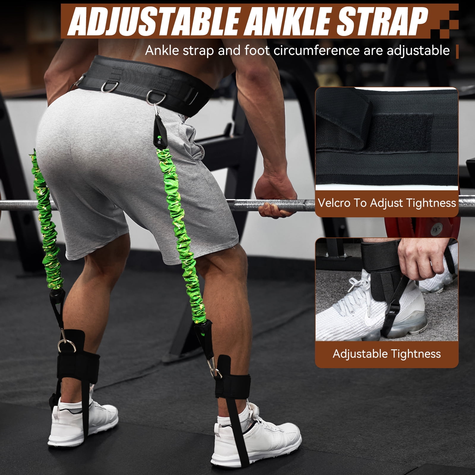 Ueasy Vertical Jumping Trainer with Adjustable Ankle Strap & Belt Horizontal Workout Equipment Leg Resistance Bands for Basketball Football Volleyball Training Equipment