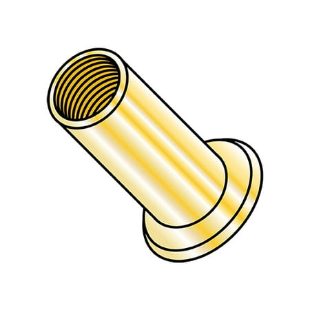 

1/4-20-.140 Flat Head Threaded Insert Rivet Nut Steel Zinc Yellow Dichromate NON-RIBBED (Pack Qty 1 000) BC-XS-14140