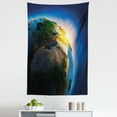 thumbnail image 1 of Earth Tapestry, Early Morning Rising Sun Scenery in Outer Space Day's Cycle Calm Idyllic Vivid, Fabric Wall Hanging Decor for Bedroom Living Room Dorm, 5 Sizes, Blue Green Yellow, by Ambesonne, 1 of 1