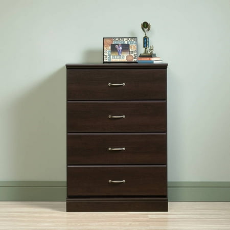 Sauder Parklane Transitional 4 Drawer Chest Espresso Finish