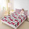thumbnail image 4 of Homewish Kawaii Cartoon Cherry Full Size Sheets for Teen, Cute Fruit Bed Sheets, Black Stripes Abstract Ombre Sheet Sets, Ultra Soft Bedroom Decor, 4-Piece, 4 of 7