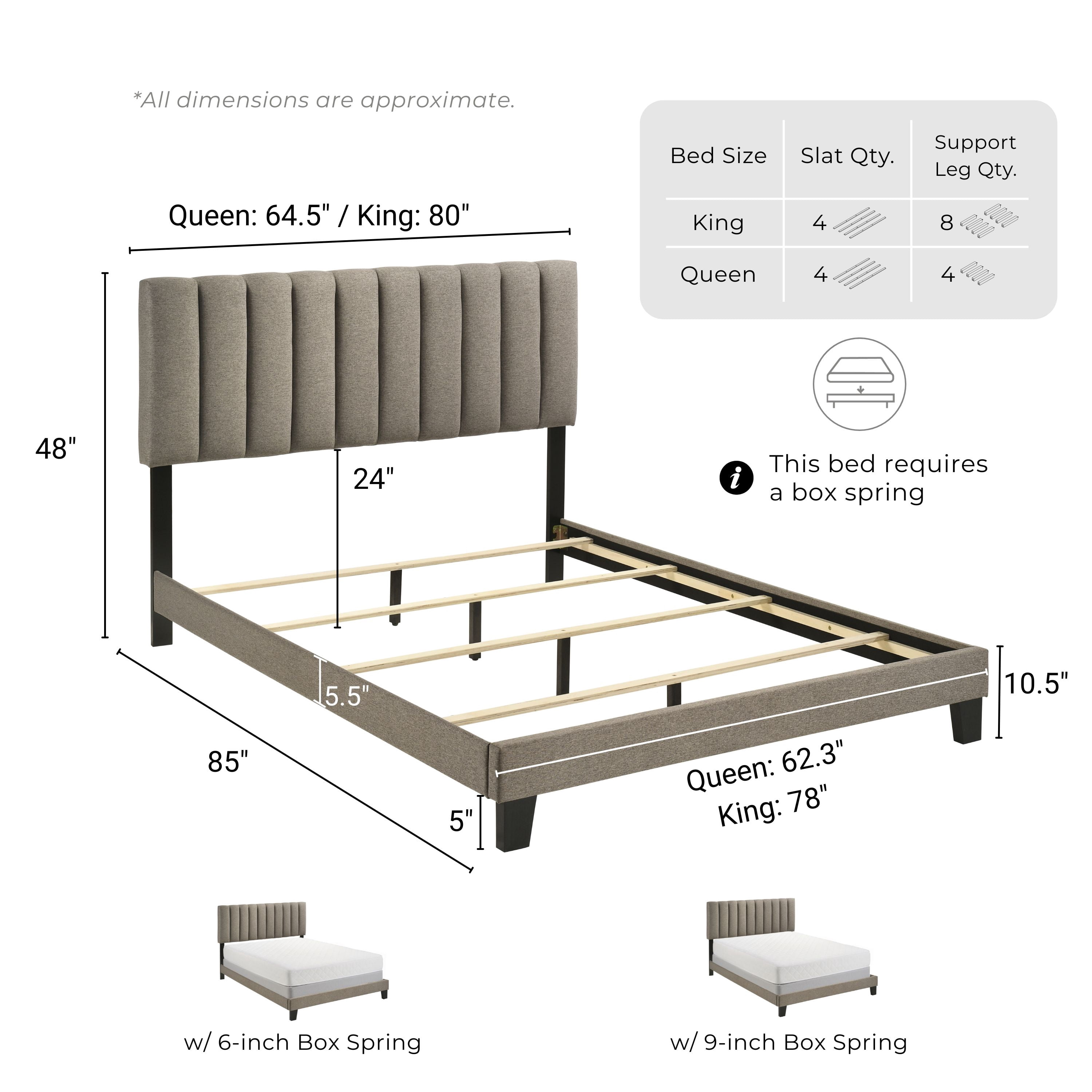 Furniture of America Talia Fabric Upholstered King Panel Bed with Channeled Headboard, Walnut