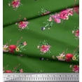 thumbnail image 2 of Soimoi Green Velvet Fabric Leaves & Ranunculus Floral Fabric Prints By Yard 58 Inch Wide, 2 of 3