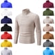 thumbnail image 3 of Suéter de solapa alta con camisa de fondo para hombre de otoño e invierno, suéter de color sólido, camisa de fondo para hombre, 3 of 6