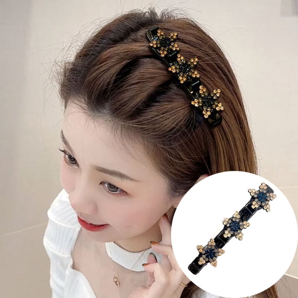 Xihbxyly Pinza para El Cabello con Flores, Elegante Broche de Acrílico con Diamantes de Imitación, Versátil Pinza Lateral para Flequillo, Fácil de Usar para Un Peinado Rápido, Perfecta para Fiestas,