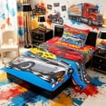 thumbnail image 2 of Meiyoeat Cartoon Racing Car Twin Sheets 3pcs for Boys,Race Track Art Bedding,Blue Red,1 Fitted Sheet,1 Flat Sheet and 1 Pillowcase, 2 of 6